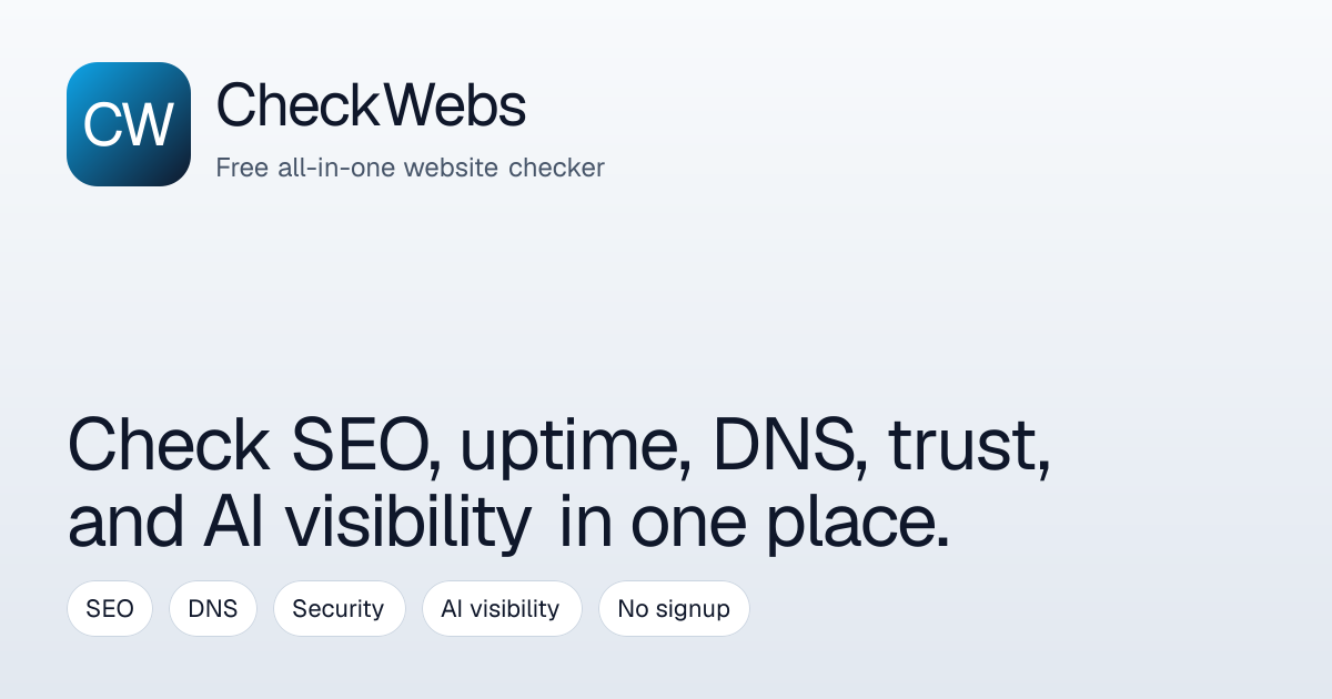 CheckWebs product screenshot