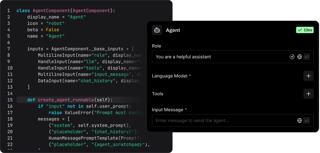 Agent code and UI