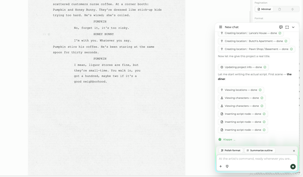 Automatic screenplay formatting