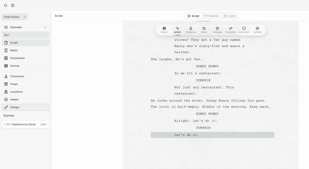 AI script workspace