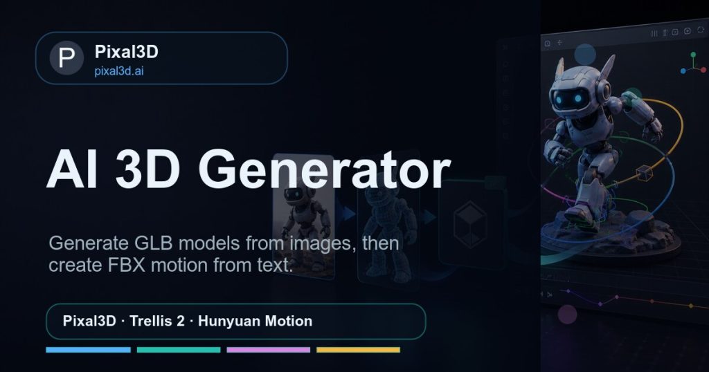 Pixal3D image-to-GLB generation workspace preview