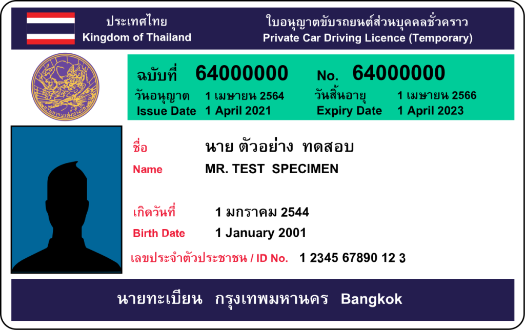 Thailand driving license 2x2 inch