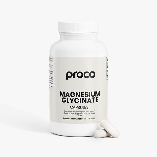 Proco Magnesium Glycinate bottle with capsules beside it
