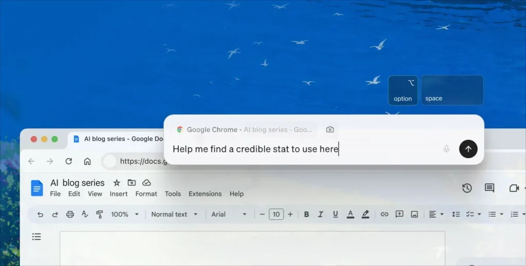 Littlebird Hover overlay on a Chrome browser window