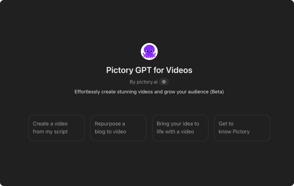 Pictory integration with ChatGPT