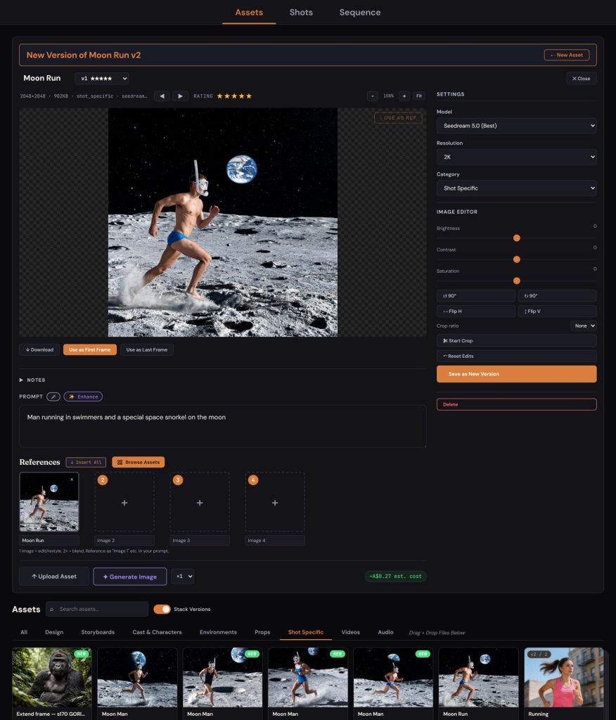 Assets tab with automatic version history