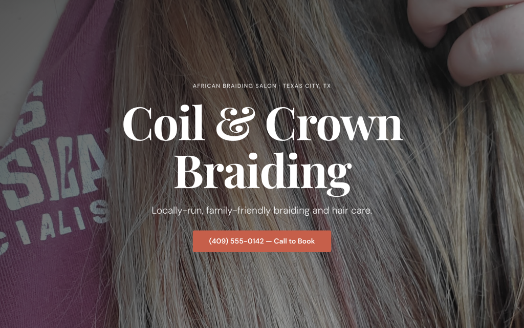 Coil & Crown Braiding — a kwaku-built salon site