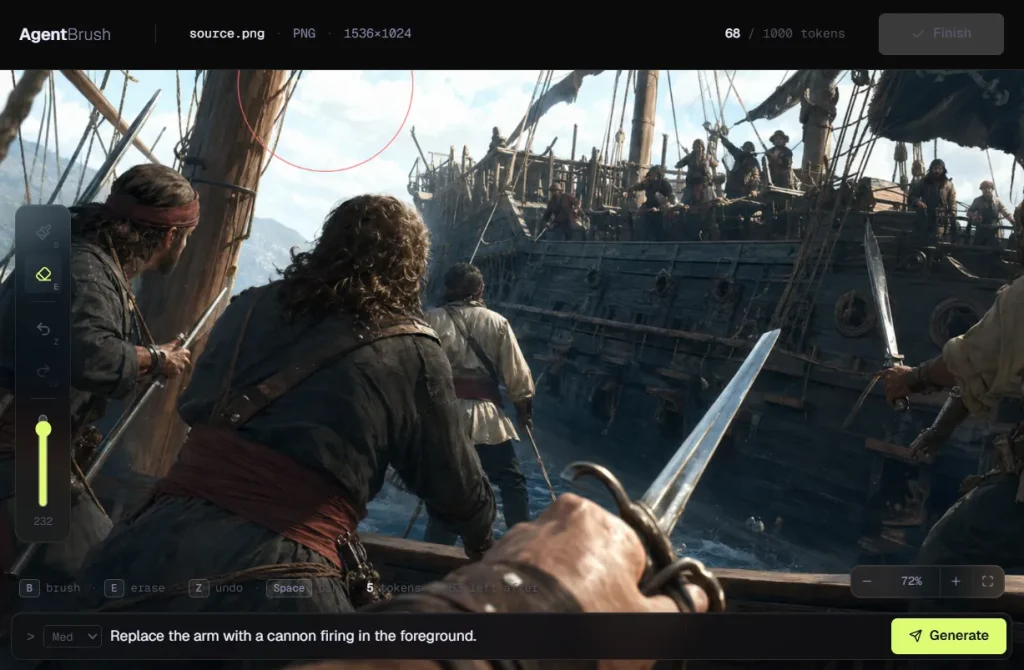 Mask editor with the source pirate scene loaded