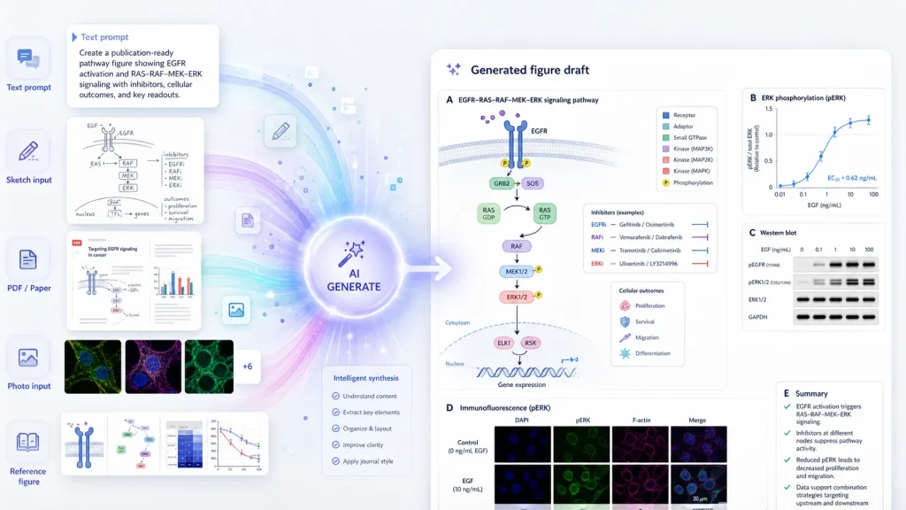 Concept illustration of multi-input scientific figure generation