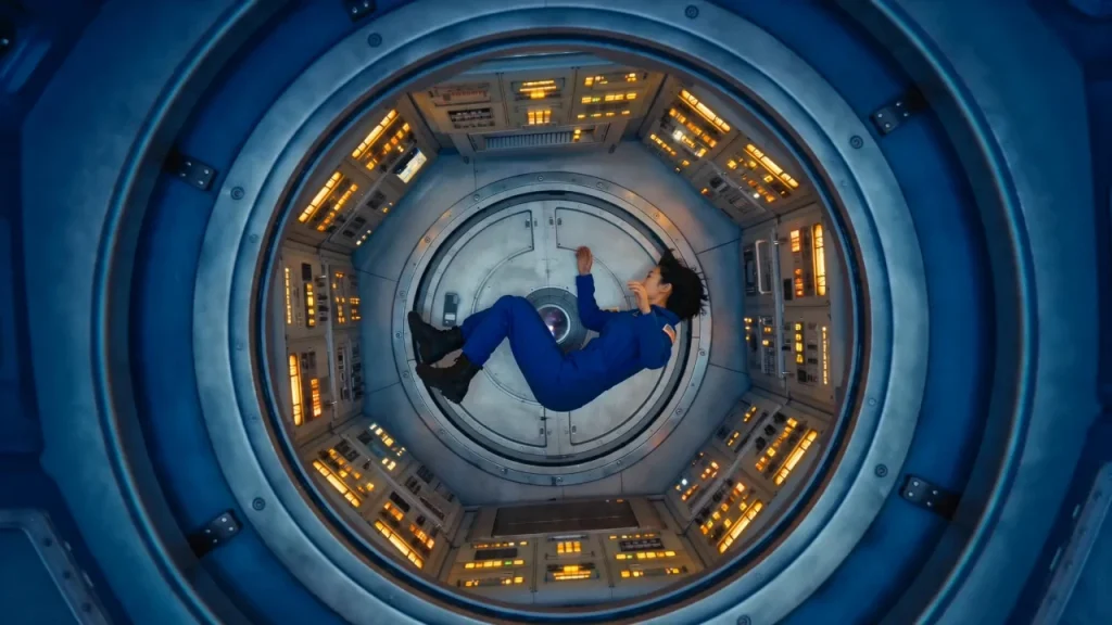 OpenArt cinematic zero-gravity still frame