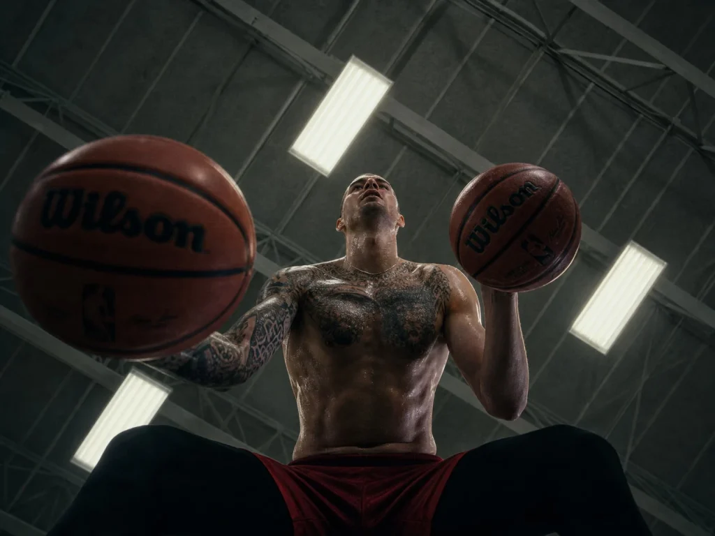 OpenArt cinematic basketball still frame