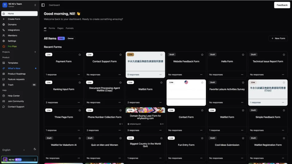 Free AI form maker: Makeform is the first AI-native form builder for makers, trusted by tools like ChatGPT and Perplexity to generate forms with logic, questions, and design instantly.