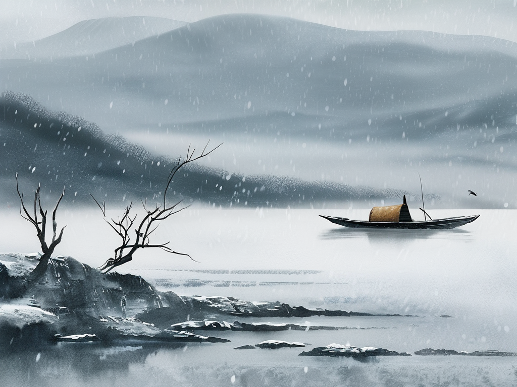 Traditional Chinese ink wash landscape painting, overlapping mountain peaks, misty clouds, minimalist composition with negative space