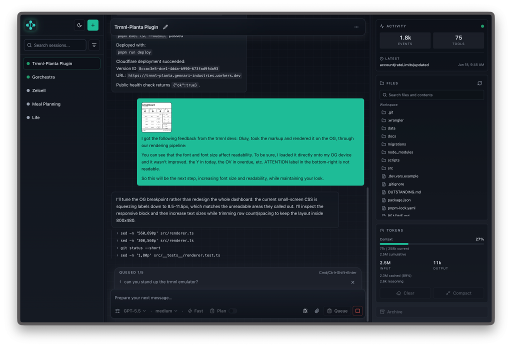 Gorchestra showing multiple sessions with queued follow-up work