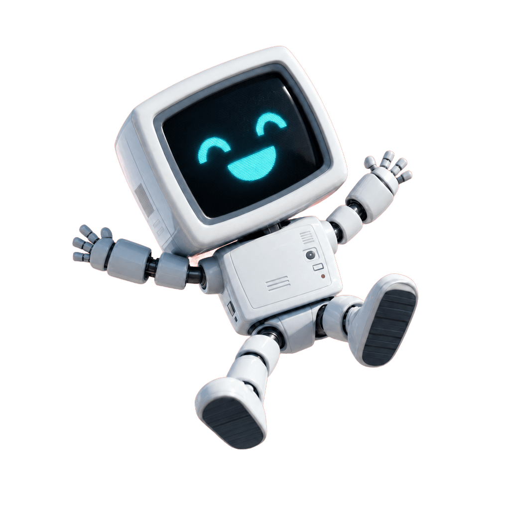 Generated 3D robot mascot with a transparent background