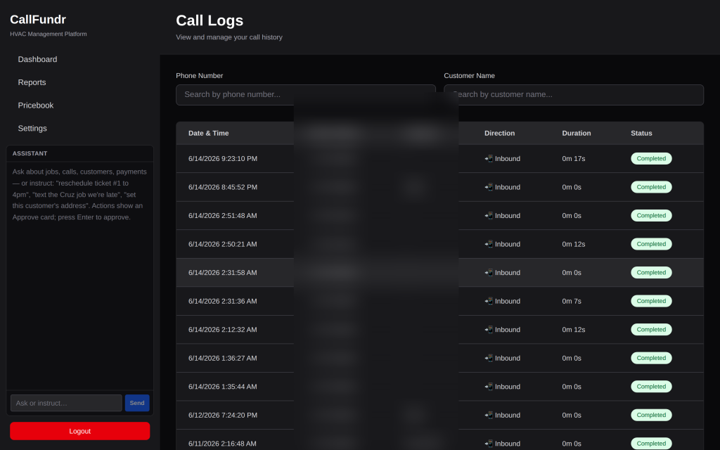 Every call — answered & logged