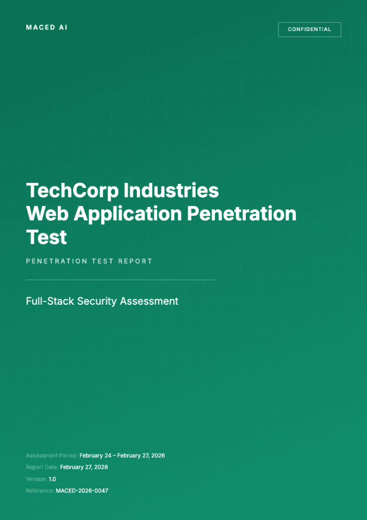 Example Maced AI pentest report cover page