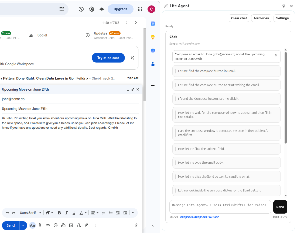 AI sending an email