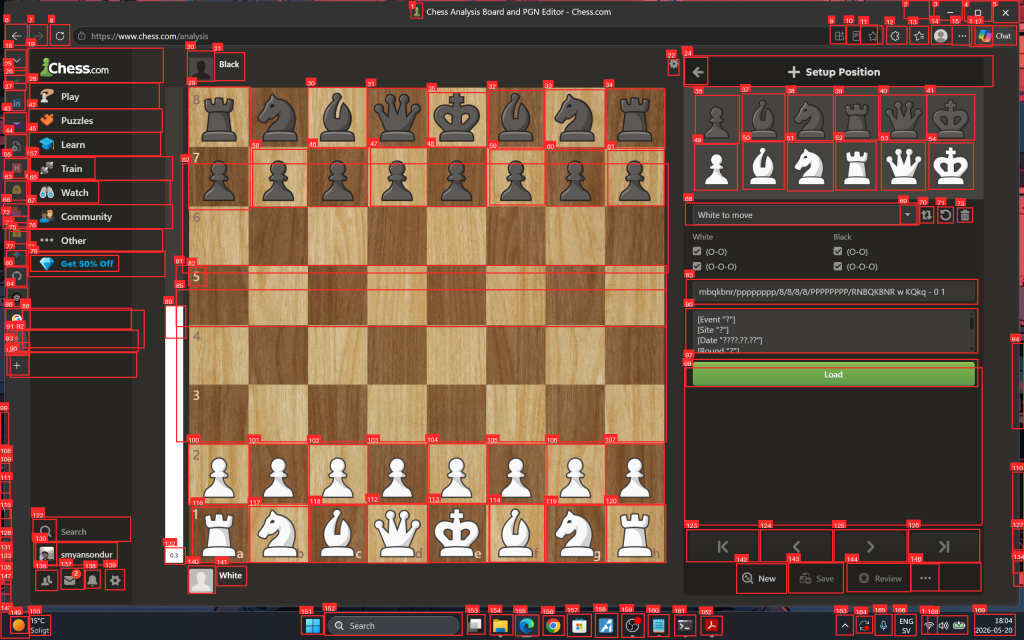 Annotated Chess.com setup board