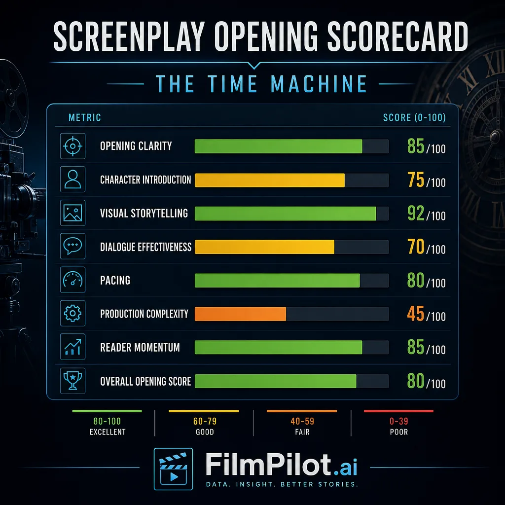 FilmPilot The Time Machine 1960 example screenplay opening scorecard