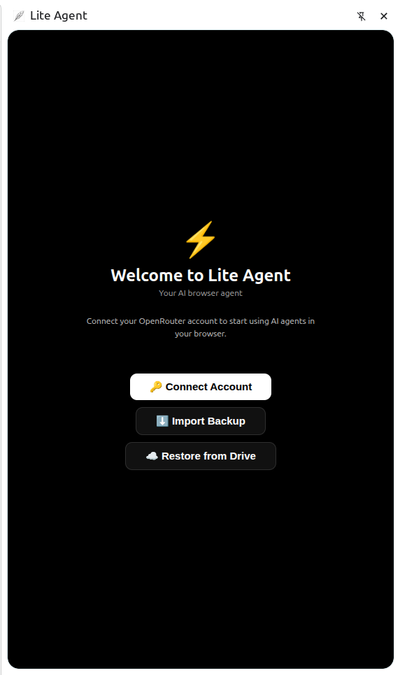 Setup wizard on first launch