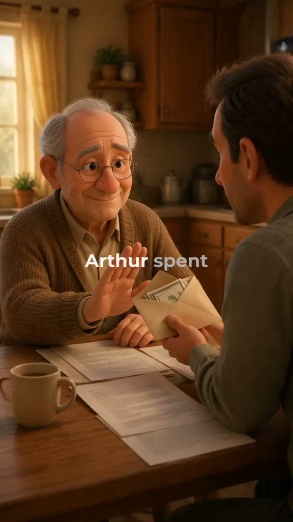 Heart-warming act-of-kindness faceless short in a Pixar-style 3D look, AI-generated by Fableclip
