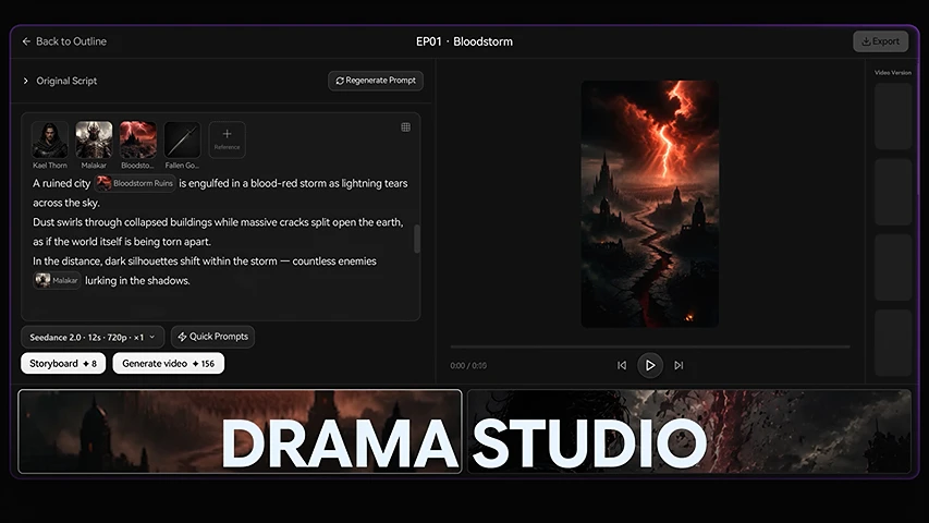 Topview Drama Studio micro-drama production workspace preview