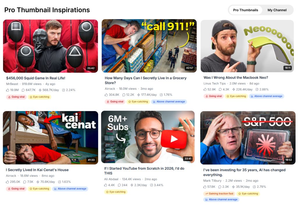 Pro Thumbnail Inspirations
