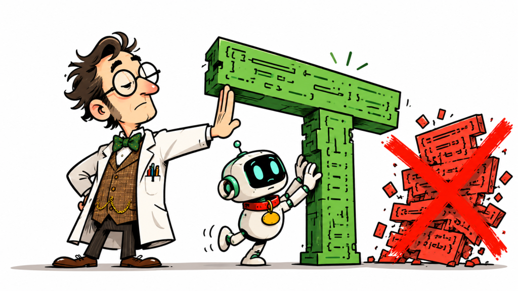 Boffin, a staff-engineer control layer for AI coding agents, reviewing an AI-generated diff before a load-bearing wall is removed