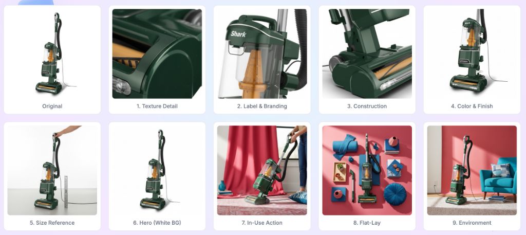 Product photos with brand colors applied