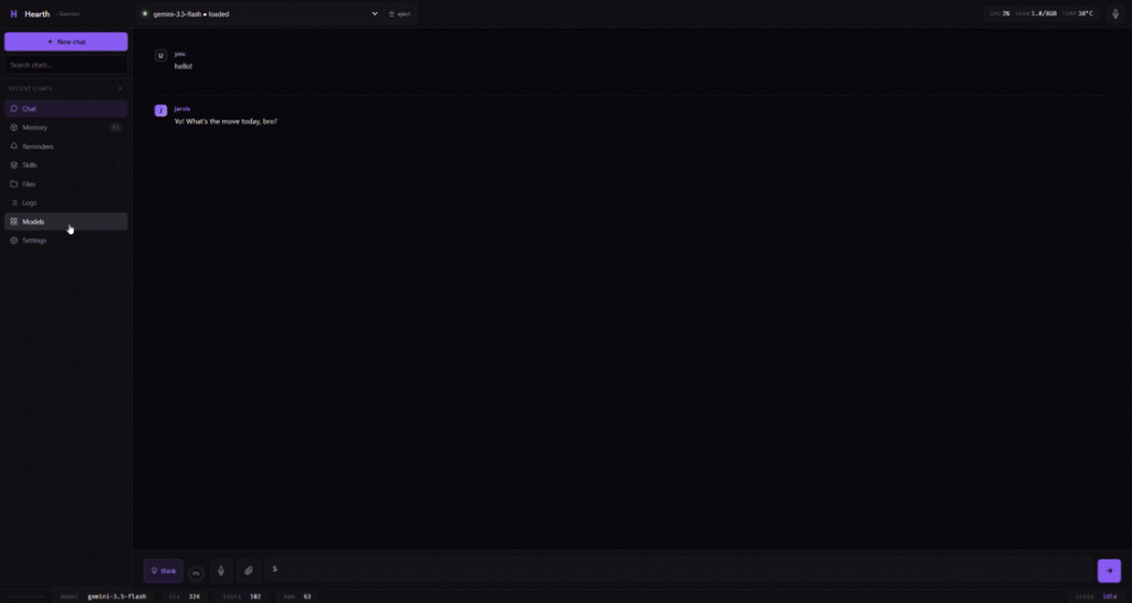 Downloading and running a model directly inside Hearth