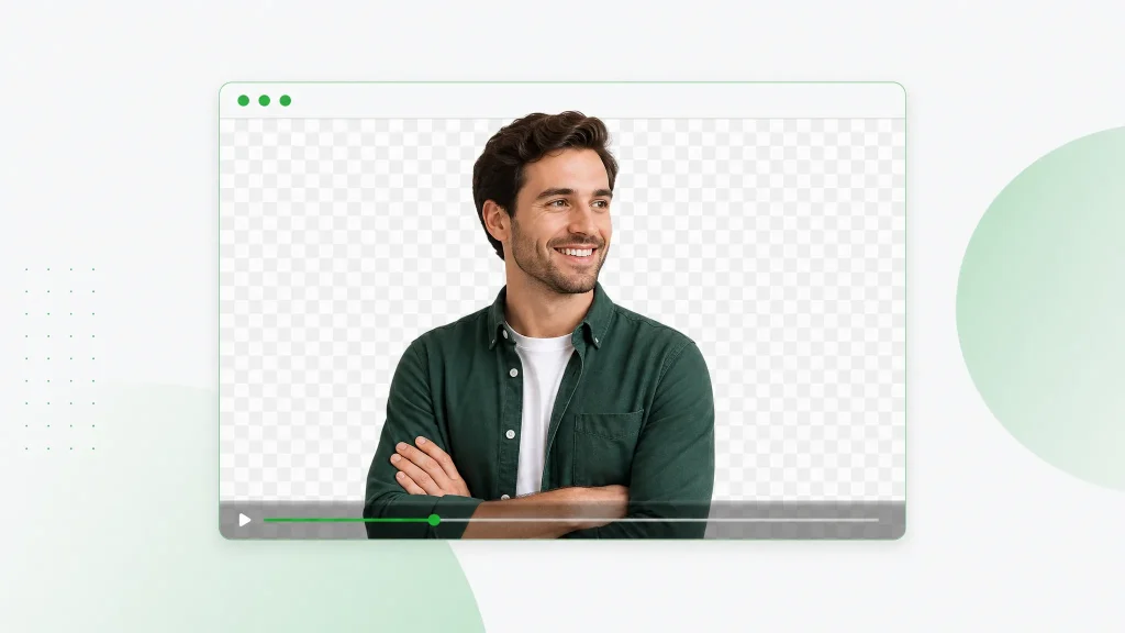 Transparent WebM video preview shown on an alpha checkerboard inside a browser window.