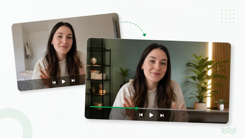 Creator video with its background swapped for a brand-new scene after automatic background removal.