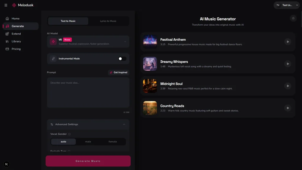 AI Music Generator Studio