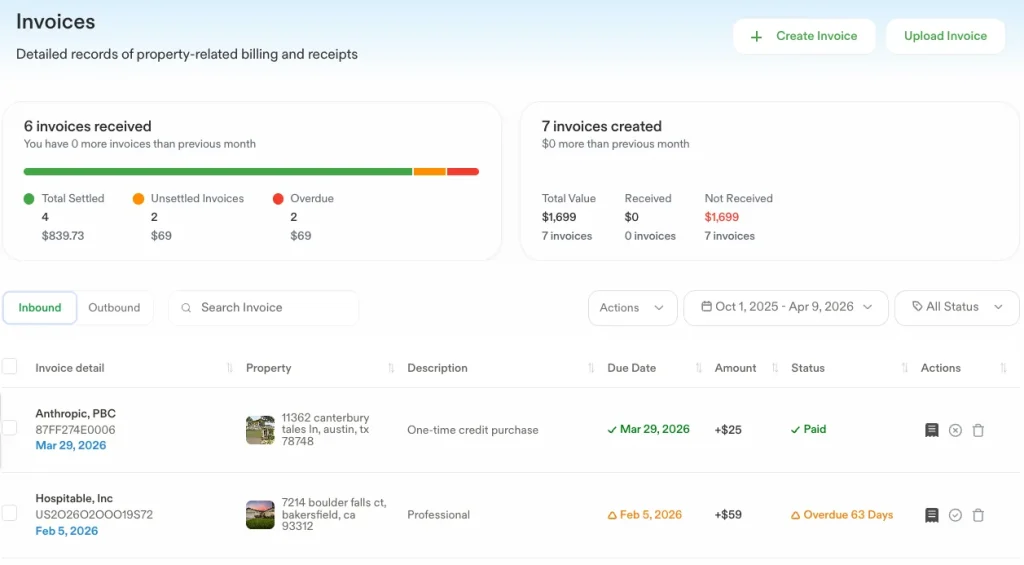 Invoices captured from email, matched to properties and posted to the books