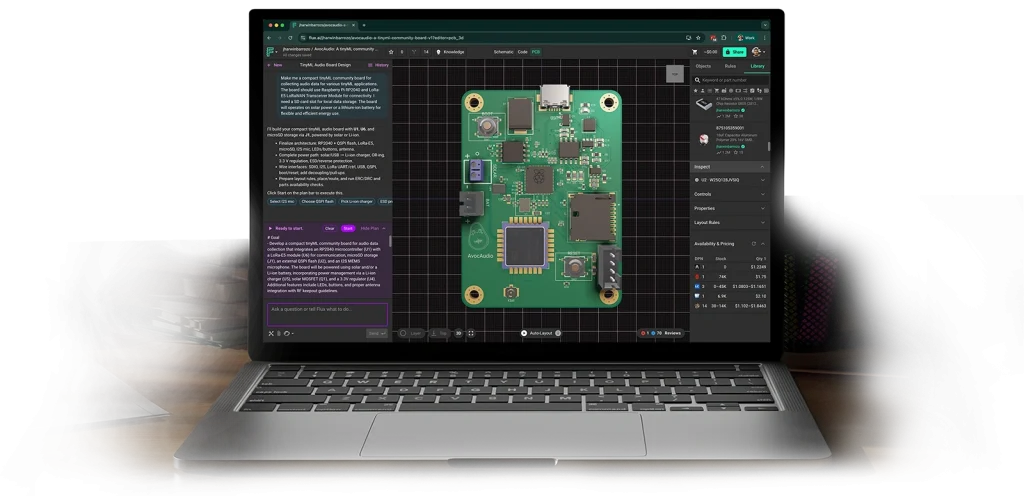 Introducing a new way to work: Give Flux a job and it plans, explains, and executes workflows inside a full browser-based eCAD you can edit anytime.