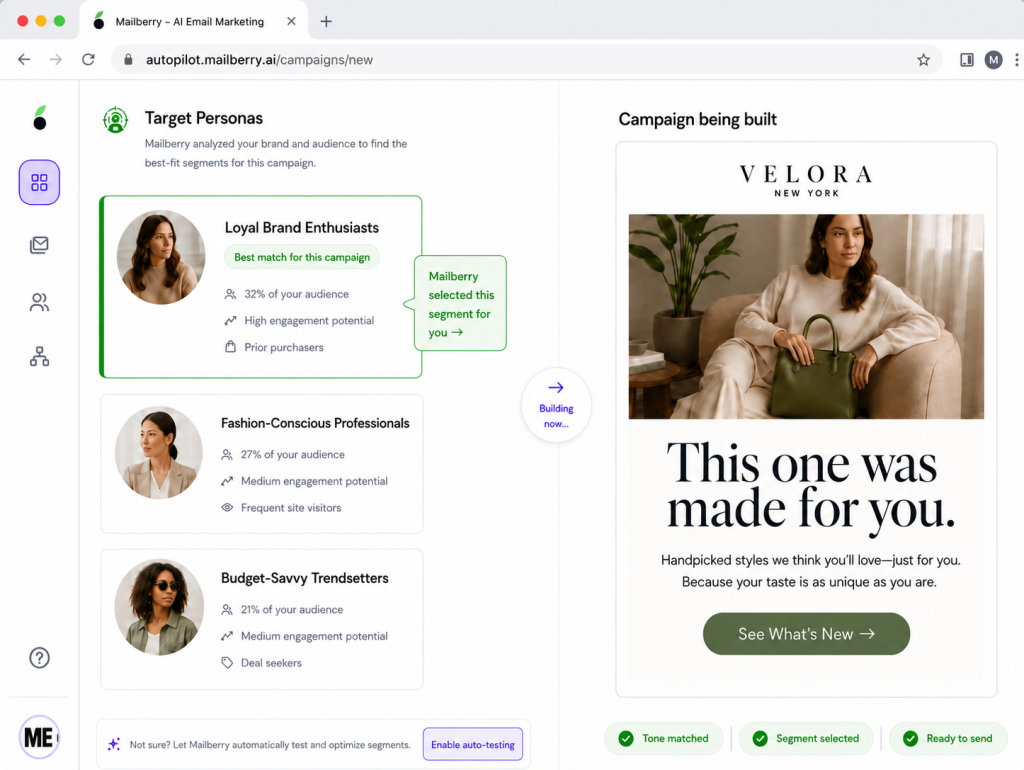 Mailberry removes guessing from campaign creation.