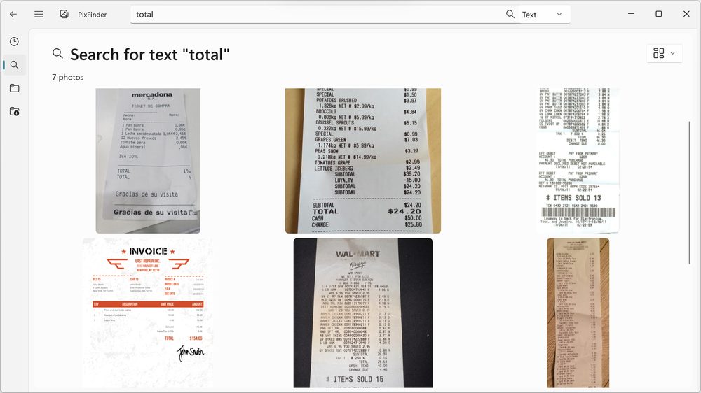 PixFinder OCR text search results