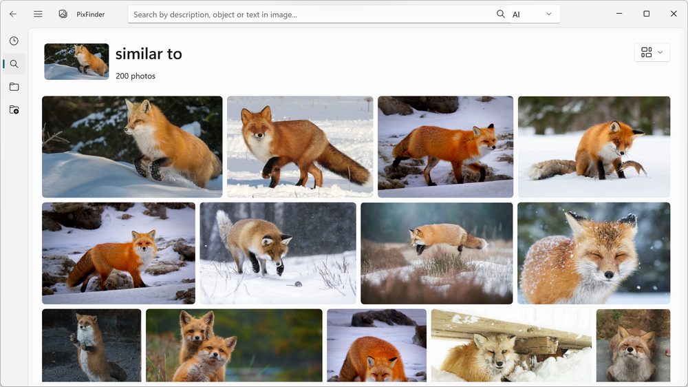 PixFinder similar image search results
