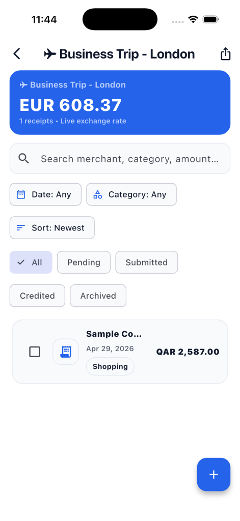 ExpenseSpy receipt list
