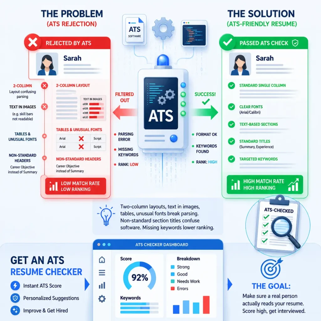 Common resume formatting mistakes that cause an ATS to reject a strong candidate.