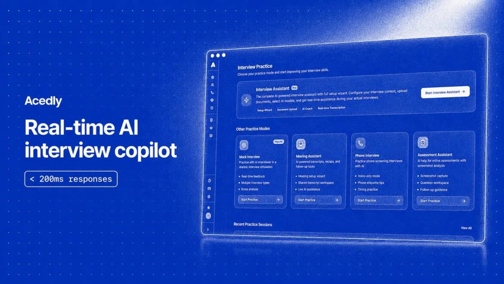 Acedly AI interview preparation workspace