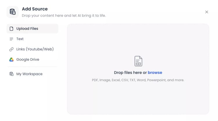 Add documents, slides, links, videos, or ideas into MyLens to create a presentation