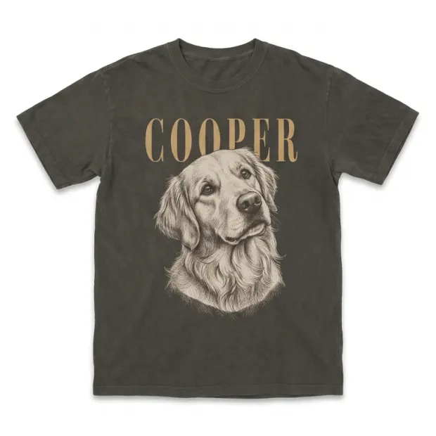 A plain product photo of a printed t-shirt