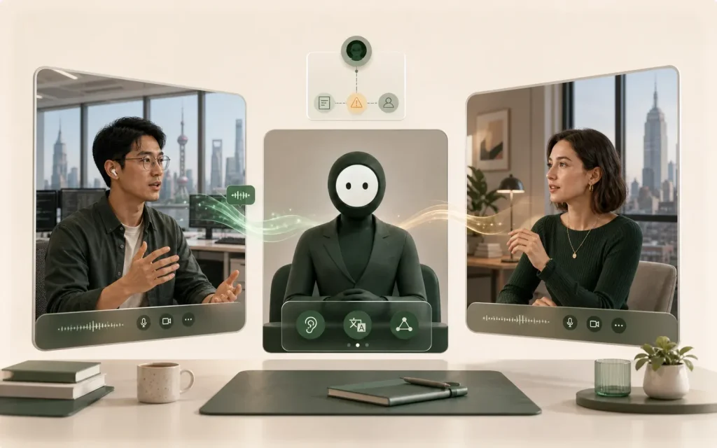 Zinley joins its owner in a live video meeting.