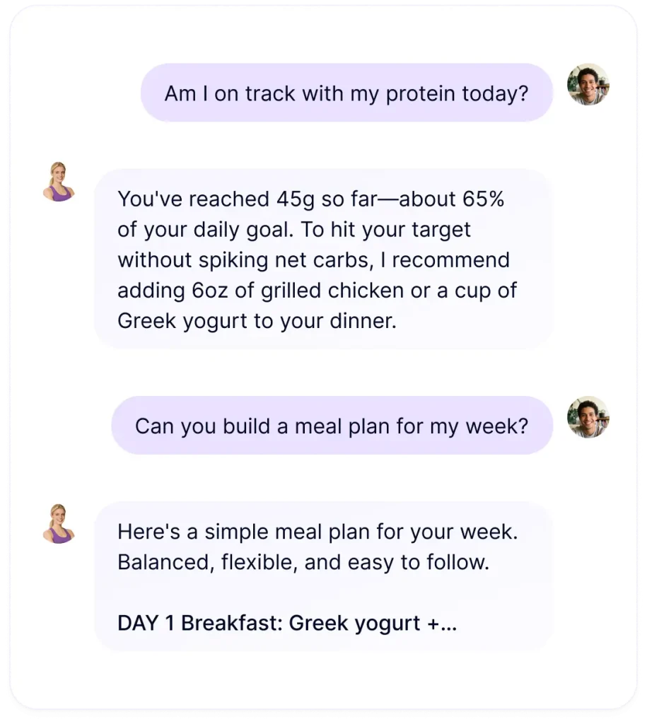 Example conversation with the WellyPal AI Health Coach