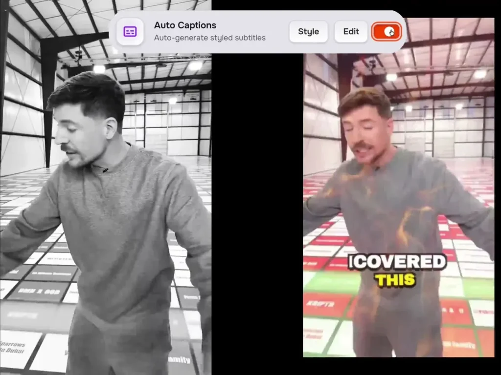 Editing a video with AI captions in captionrich