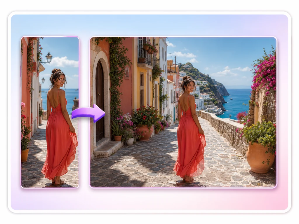 Generative fill result from a free AI photo editor online with no sign up