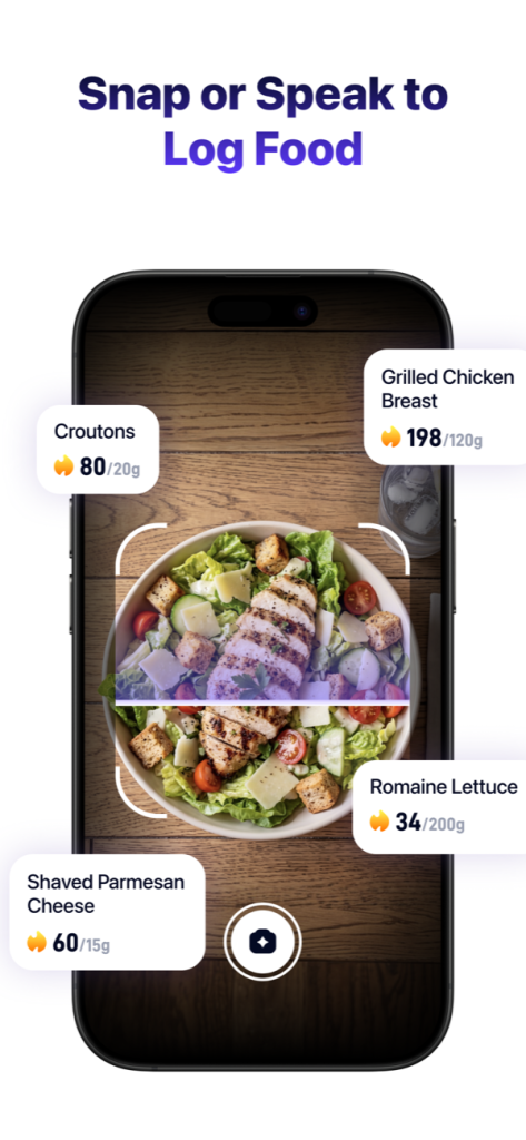 Log food naturally by photo or voice with WellyPal
