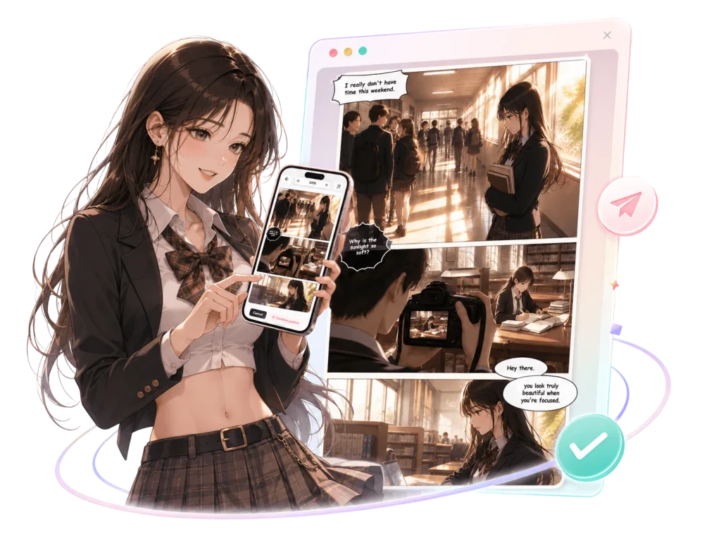 AI manhwa generator editor for refining panels and publishing a webtoon
